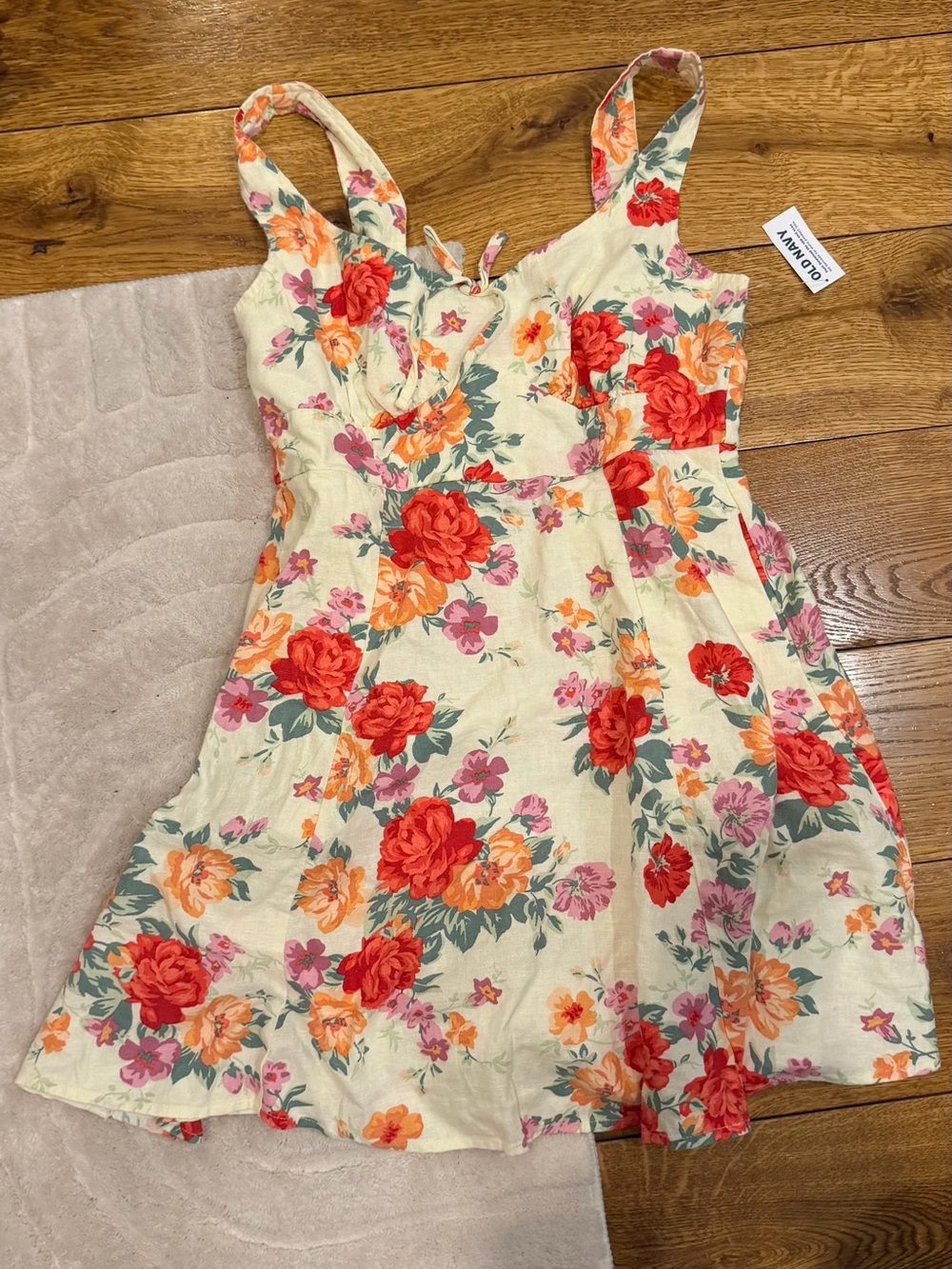 Old Navy Petite Floral Linen Blend Mini Dress XS Petite